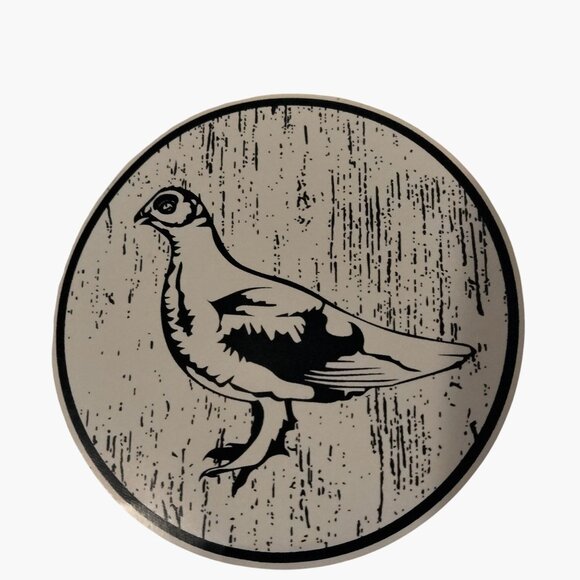 Grouse Sticker Black White Rustic Woodgrain Background 3 inch - Picture 2 of 6